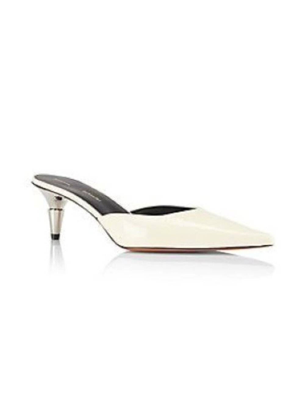 Proenza Schouler Napl Pointed Toe Slip On Mules Crinkle Patent Ecru EU 37.5